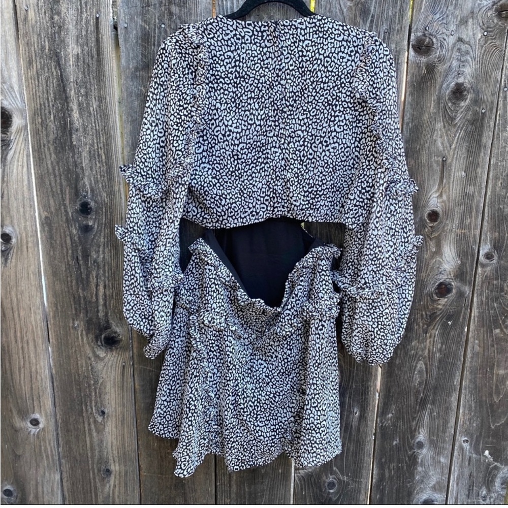 Bardot Long Sleeve Cutout Mini Dress Leopard Print - Picture 6 of 6
